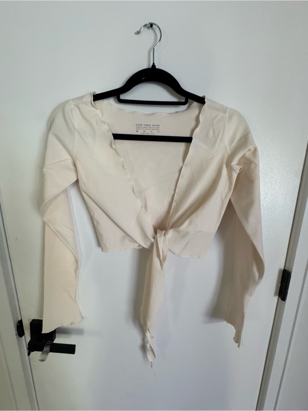 437 Tie-Front Crop Top in Cream